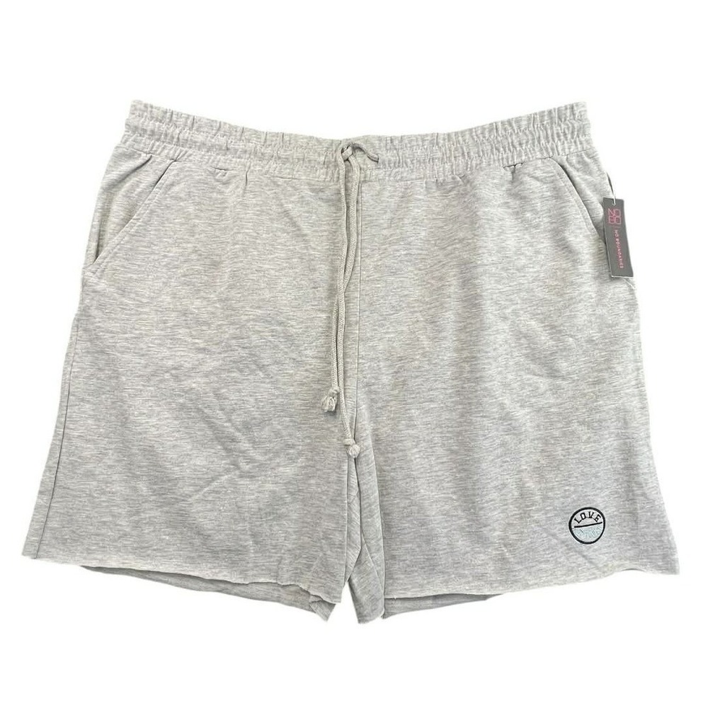 No Boundaries Women Heather Gray Sweat Shorts Drawstring Waist Pockets Size XXXL
